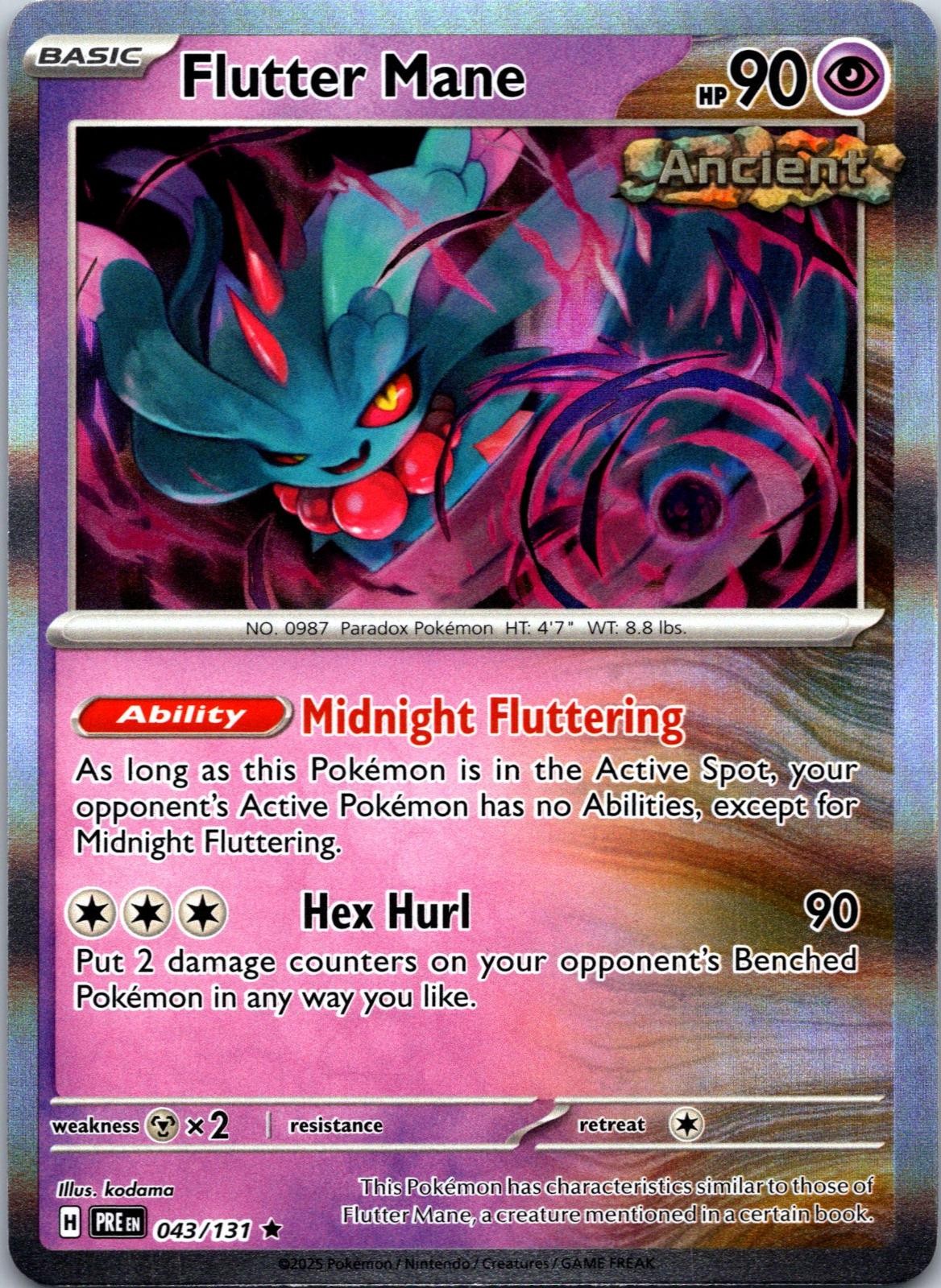 Flutter Mane 043/131 Holo Rare Prismatic Evolutions Pokemon Near Mint