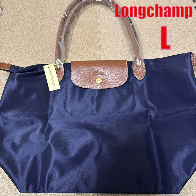Longchamp 折りたたみ　ナイロントートバッグ レザー　ネイビー Longchamp Foldable Tote Bag L Navy Tote New From Japan | eBay