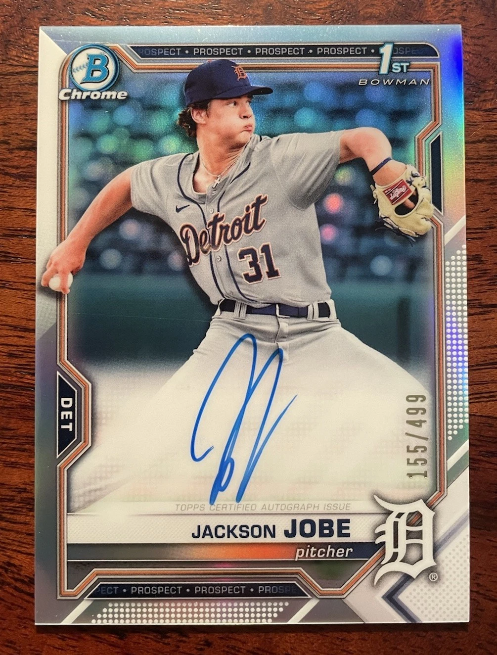 2021 1st Bowman Chrome Draft Jackson Jobe Refractor Auto #/499 CDA-JJ Autograph