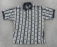 Vintage Structure Mens Medium Short Sleeve Polo Shirt 90z Y2K Faded Aztec Print