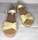 nib JOURNEE retro platform WOVEN YELLOW BUCKLE STRAP SANDALS shoes womens 9.5 — photo 2