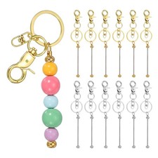 12Pcs Beadable Keychains, DIY Beaded Keychain Making Kit, Gold/Silver