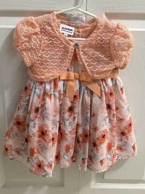 NWT Blueberi Boulevard Baby Girl 12 Months 2 Piece Coral Floral Dress Set
