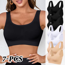 7 Pack Solid Womens Sports Bras Yoga Comfortable Seamless Stretchy No Padding Sp