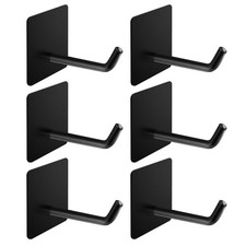 6 PCS Self Adhesive Towel Hooks 304 Stainless Steel Heavy Duty Wall Black