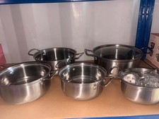 Stainless Steel 5-Piece Induction Hob Pan Set with Glass Lids