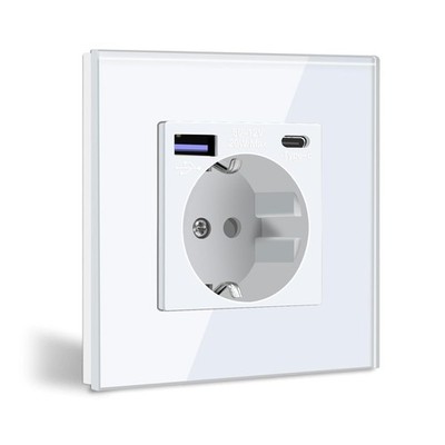 BSEED Schuko Steckdose mit USB C 20W Schnellladegerät USB Type C Wandsteckdose