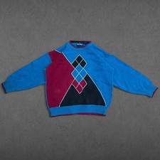 Vtg 90s Par Four Sweater Mens Sz XLArgyle Colorblock Golf Knit Preppy Colorful