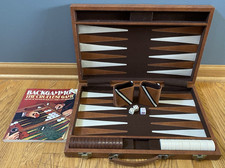 Vintage Backgammon Game Attache Leatherette Case Complete Book 1974 18x12 Read