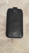Smythson Panama Phone Case Black 13.5cm X 7.8cm