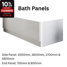 Modern High Gloss White Acrylic Bath Panel Bathroom Front Side End Many Sizes