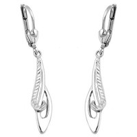 Ohrbrisur OhrhäNger Ohrringe 42X7Mm Gemustert Rhodiniert Silber 925 | Gallay