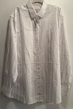 Pronto Uomo Men  s Dress Shirt - XLT - White on White w Blk Stripes- NWT