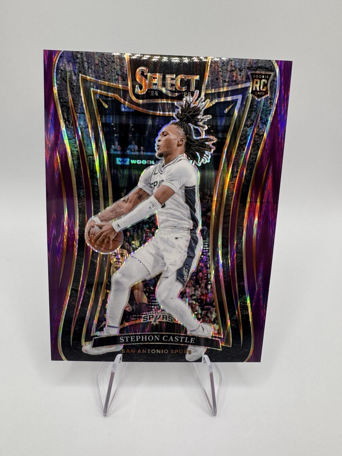 2024-25 Panini Select Stephon Castle #388 Purple Flash Prizm /249 BOOKEND