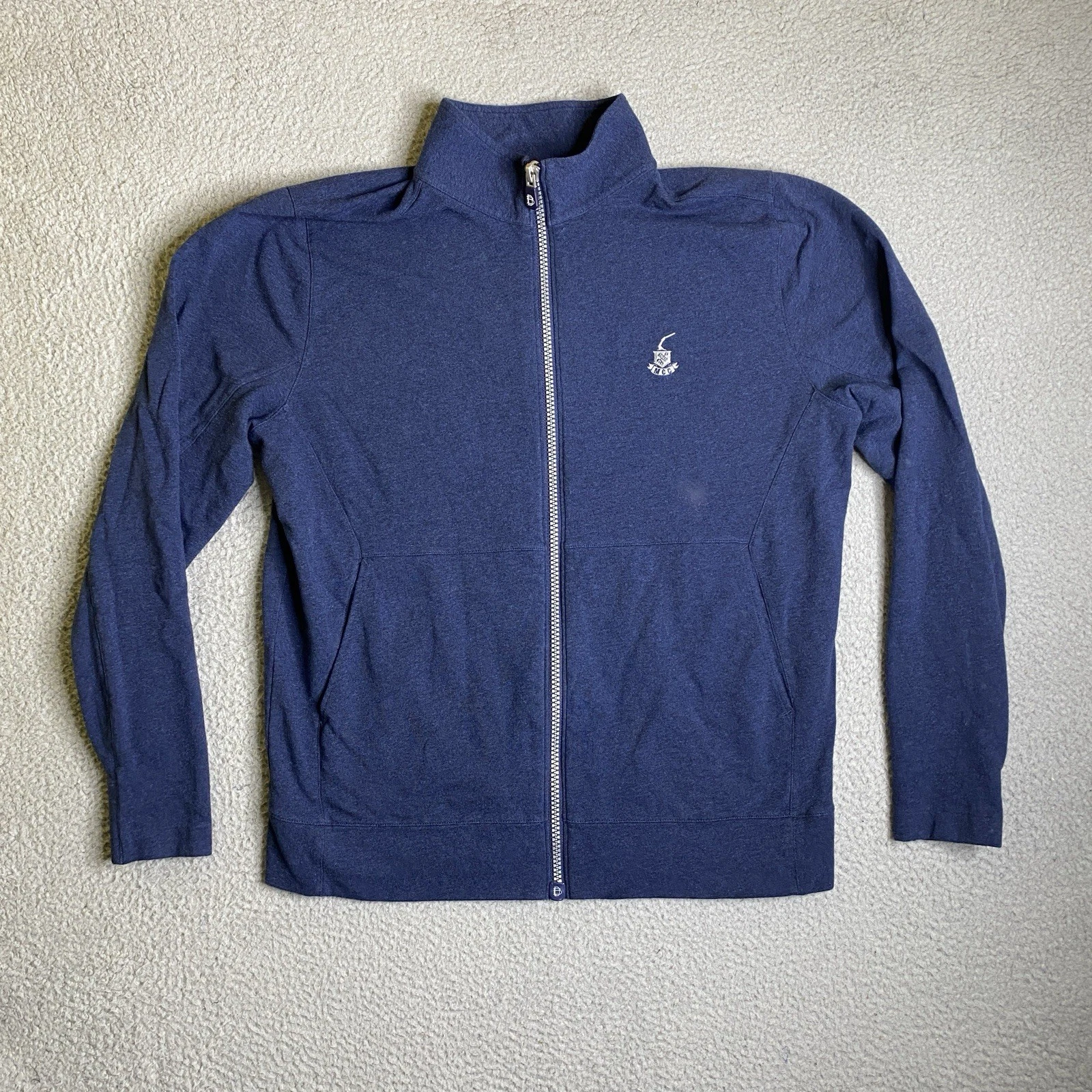 B Draddy Mara Jacket Mens Large Blue Full Zip Mock Neck MCC Logo Golf Preppy - product detail image 1