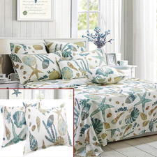 Coastal 6-Piece Cotton Cal King Sheet Set with 4 Pillowcases - Beach Theme