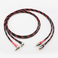 Pair RCA Cable OFC Copper Wire Right Angle Plug HiFi Audio Interconnect Cable