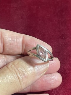 Très Jolie Bague En Argent Massif Et Pierre Rose Taille 58