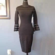 NWT Eliza J Black Bell Sleeve Pencil Dress Size Xs