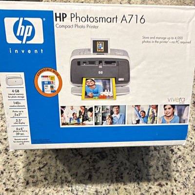 HP Photosmart A716 Portable Color Inkjet Photo Printer Bluetooth USB 4GB