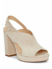 VINCE CAMUTO Womens Beige 1" Platform Jeangel Leather Slingback Sandal 5 M