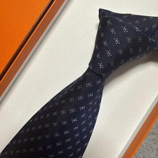Hermes tie navy silk jacquard Unused with box