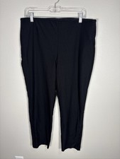 Chico's Women's Black Crop Pants Button Hem Stretch Pull On Size 2R