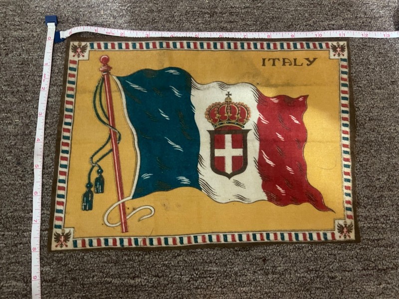 Italy Flag Vintage 1910-1915 Cigar Felt Flannel Antique Rare Blue 8.25" x 11.5