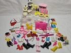 large lot of Vintage Barbie Doll Accessories Shoes Dishes Purse Cooler Cokes