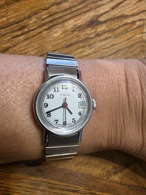 Time & Date Timex Mechanical Movement Womens Watch Vintage New Battery