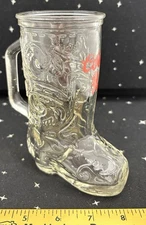 Coors Cowboy Boot Shaped Beer Glass Mug Handle Red Logo 6” 70's Retro