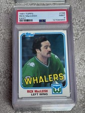 PSA 9 HOCKEY CARD 1981 TOPPS HARTFORD WHALERS RICK MACLEISH