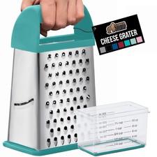 GORILLA GRIP 4-Sided 100% BPA-Free Cheese Grater With 9.2" x 5", Turquoise 