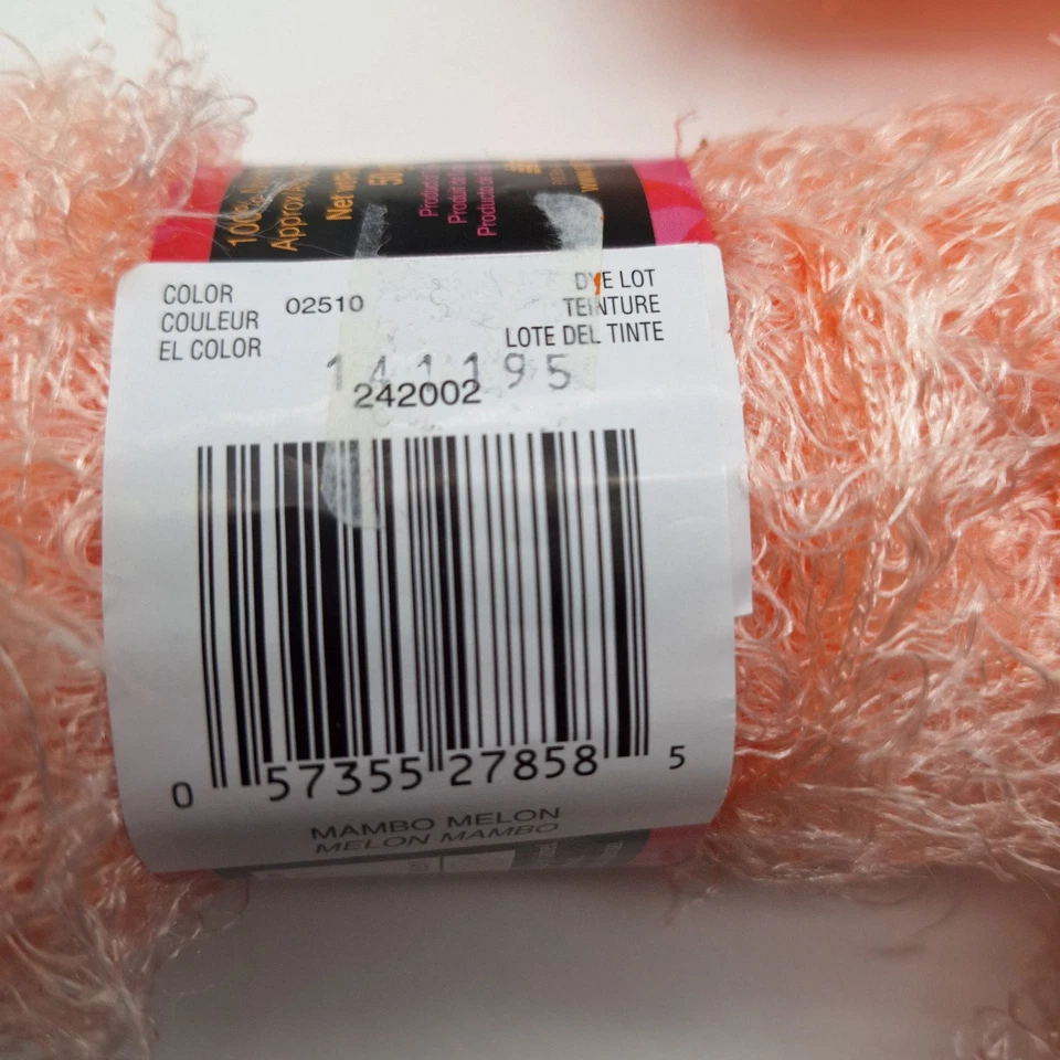 6 Patons Cha Cha Yarn 50 g 1.75 oz 77 yds ea color Mambo Melon 100% Nylon - Image 4 of 4