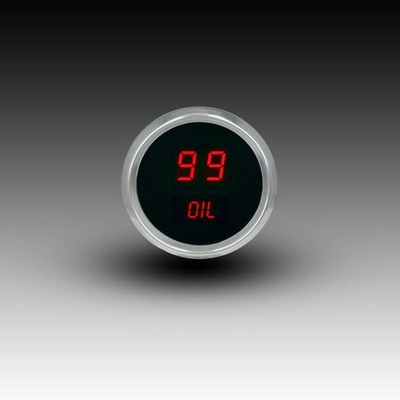 Intellitronix Red LED Oil Pressure Gauge - Black Faceplate With Chrome Bezel