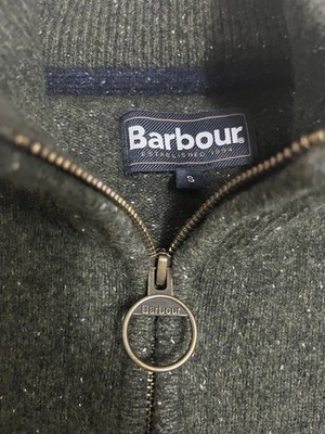 Barbour Tisbury Sweater Men's S Seaweed Green 1/4 Zip Wool Silk Blend Great