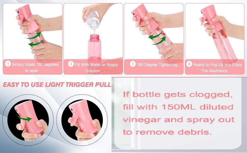 2 pack Continuous Mist Water Sprayer 300ML each, Hair Spray Bottles