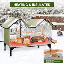 Heated Cat House for Outside  Extra Large Outdoor Cat House Weatherproof with ...