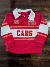 Disney Boys Size 4T Pixar Cars Lightning McQueen Long Sleeve Shirt Collar Button