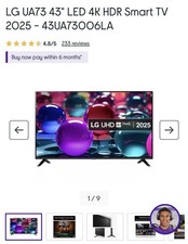 LG 43 Inch LED Smart TV Blank Screen with Sound And Remote (3 months old)