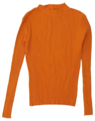 Zara Damen Crop Top Langarm UK 12 Medium Orange JP22