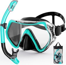 Adult Snorkeling Gear Set Anti-Fog Snorkel Mask Tempered Glass Scuba Goggles
