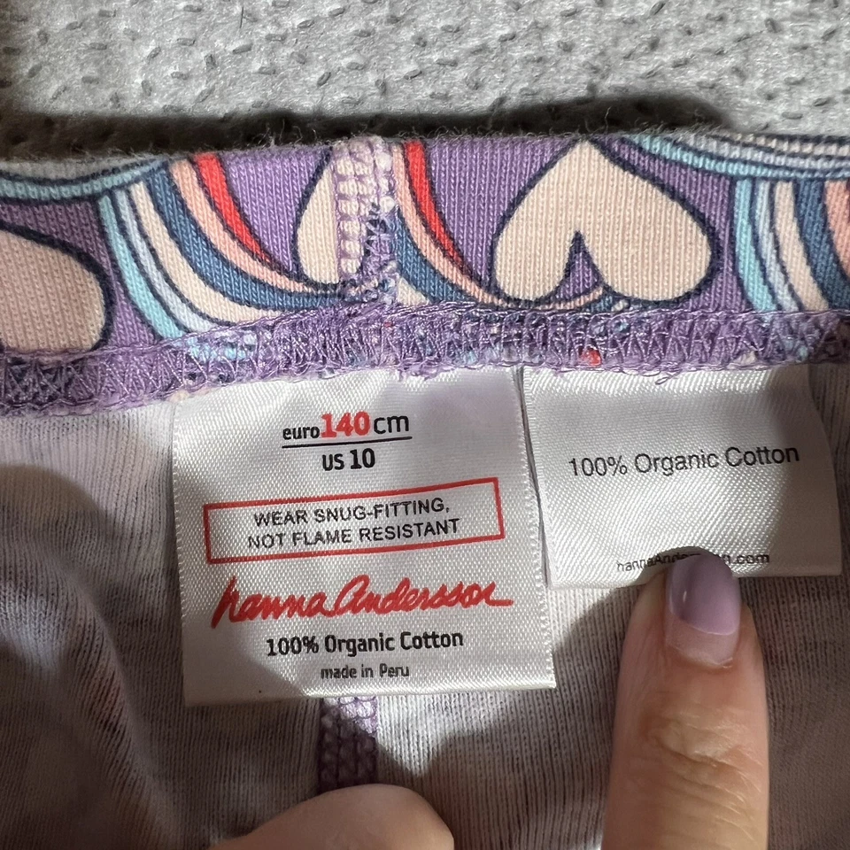 Pantalones de pijama Hanna Andersson Heart Rainbow 100 % algodón orgánico talla 10 usados en excelente estado Foto 4 de 4