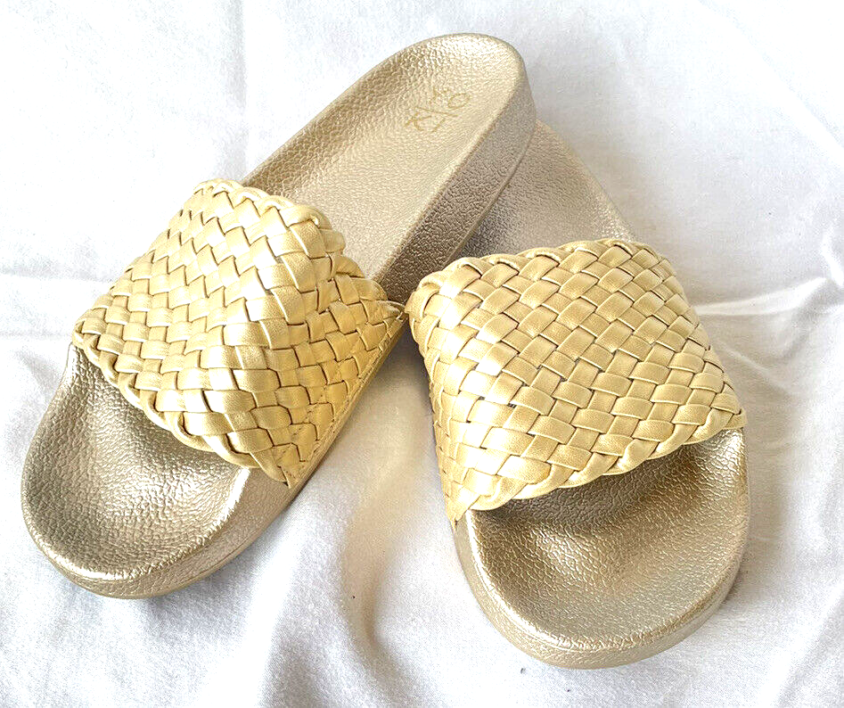 PANTOFOLA D’ORO YOKI Sandali Donna 9 Oro Metallizzato Slip On Slides Cinturino Tessuto