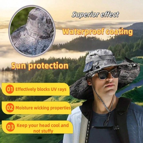 LOOK-Solar Fan Hat Wide Brim Solar Fan Hat Outdoor Sun Hats For Men Women Fishin - Picture 101 of 102