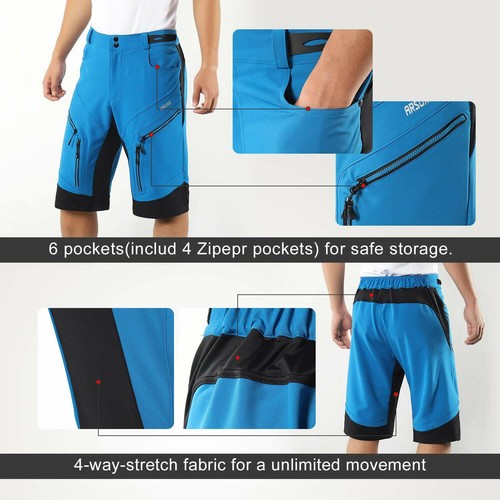6 Colors Men Mountain Bike Bicycle MTB Riding Road Shorts Cycling Short Pants - Picture 35 of 60