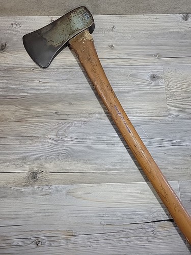 Vintage COLLINS 3 1/2 Single Bit Axe USA Genuine Collins Hickory Handle 35" Long