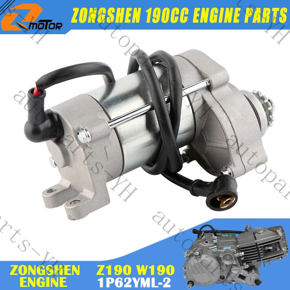 Electric Start Starter Motor For 62mm Bore ZongShen ZS 190cc Z190 W190 Engine Foto 2 de 4