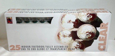 2 Sets 25 Clear Globe Indoor Outdoor End to End Globe C7 Transparent Light Set