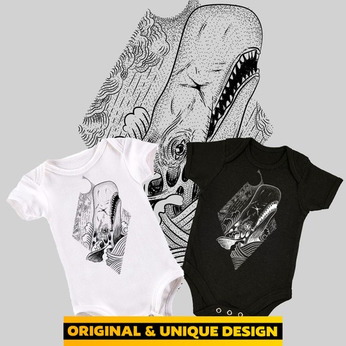 Hand Draw Whale Sea Creature Double Exposure Surreal T-shirt Birthday Gift Geek - Picture 16 of 28